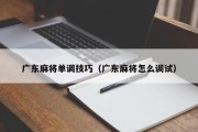 广东麻将单调技巧（广东麻将怎么调试）